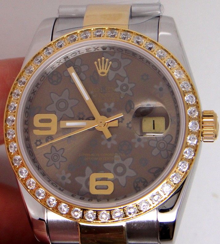 Rolex 2-Tone Brown Diamond-Copy Rolex Datejust Watch